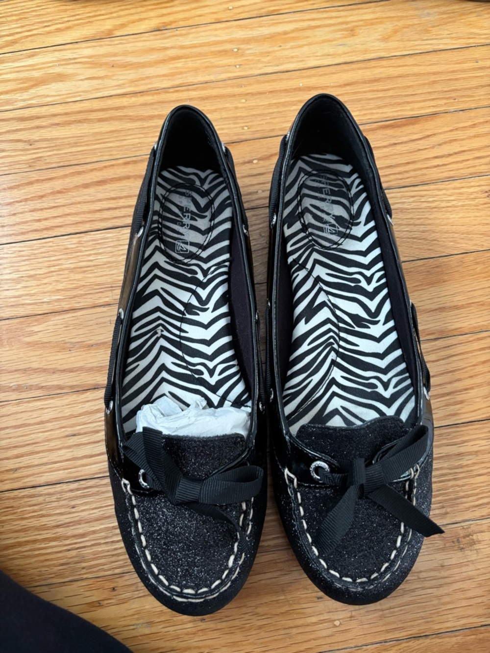 Black glitter Sperry